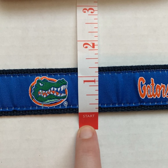 University of Florida Gators Woven Ribbon on Cotton Web Men's Leather Belt Sz 30 - Picture 5 of 5